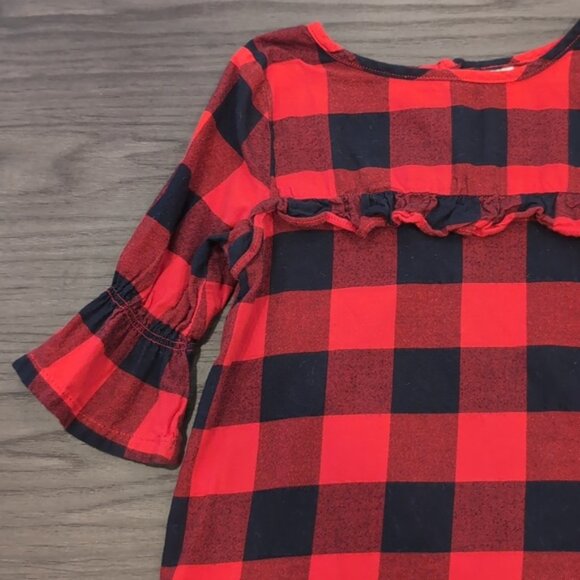 Carters Buffalo Plaid Top Flare Long Sleeve Winter Holiday Christmas - Picture 2 of 10